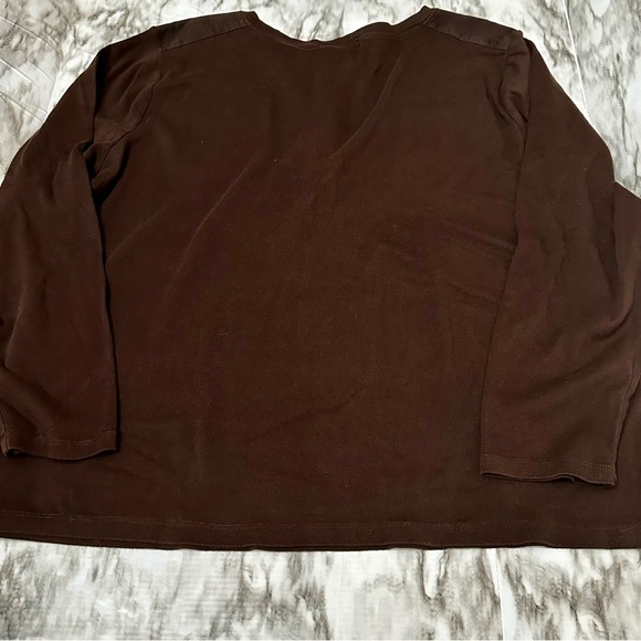 Lauren Ralph Lauren Chocolate Brown Y2K Small Pocket Plus Size Button Up Henley - Picture 9 of 9